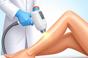 Professional applying laser hair removal to a woman's leg using, a Healthcare Illustration by DanFLCreativo