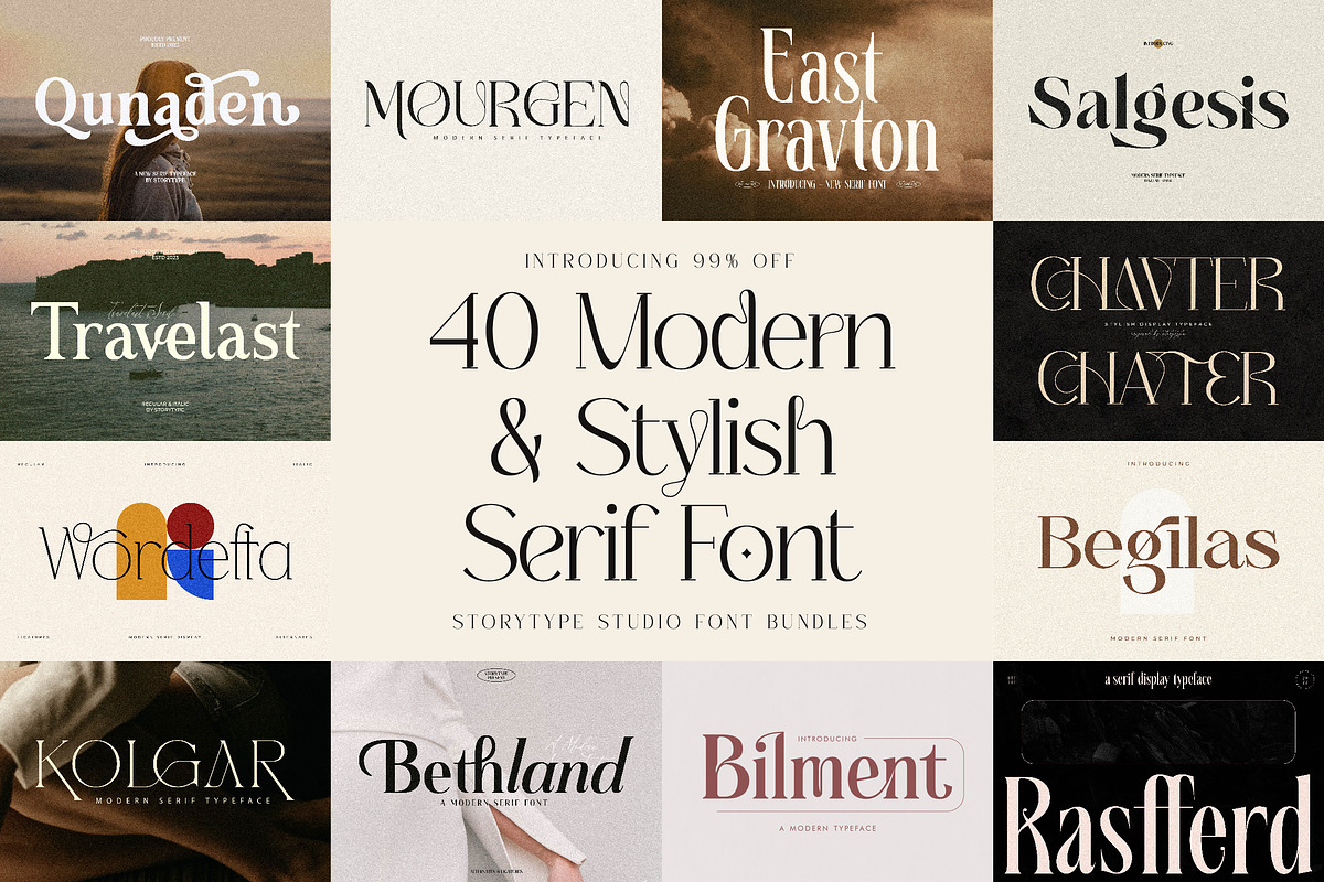 SALE! Modern & Stylish Serif Font, a Serif Font by Storytype Studio (Photo 1 of 41)