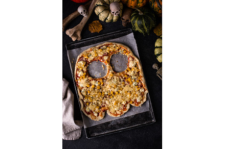 Halloween scary pizza in shape of, a Food & Drink Photo by Yulia Furman
