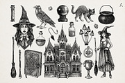Gothic Halloween Hand Drawn Vectors, a Seasonal Illustration by Yevheniia (Thumbnail 6 of 14)