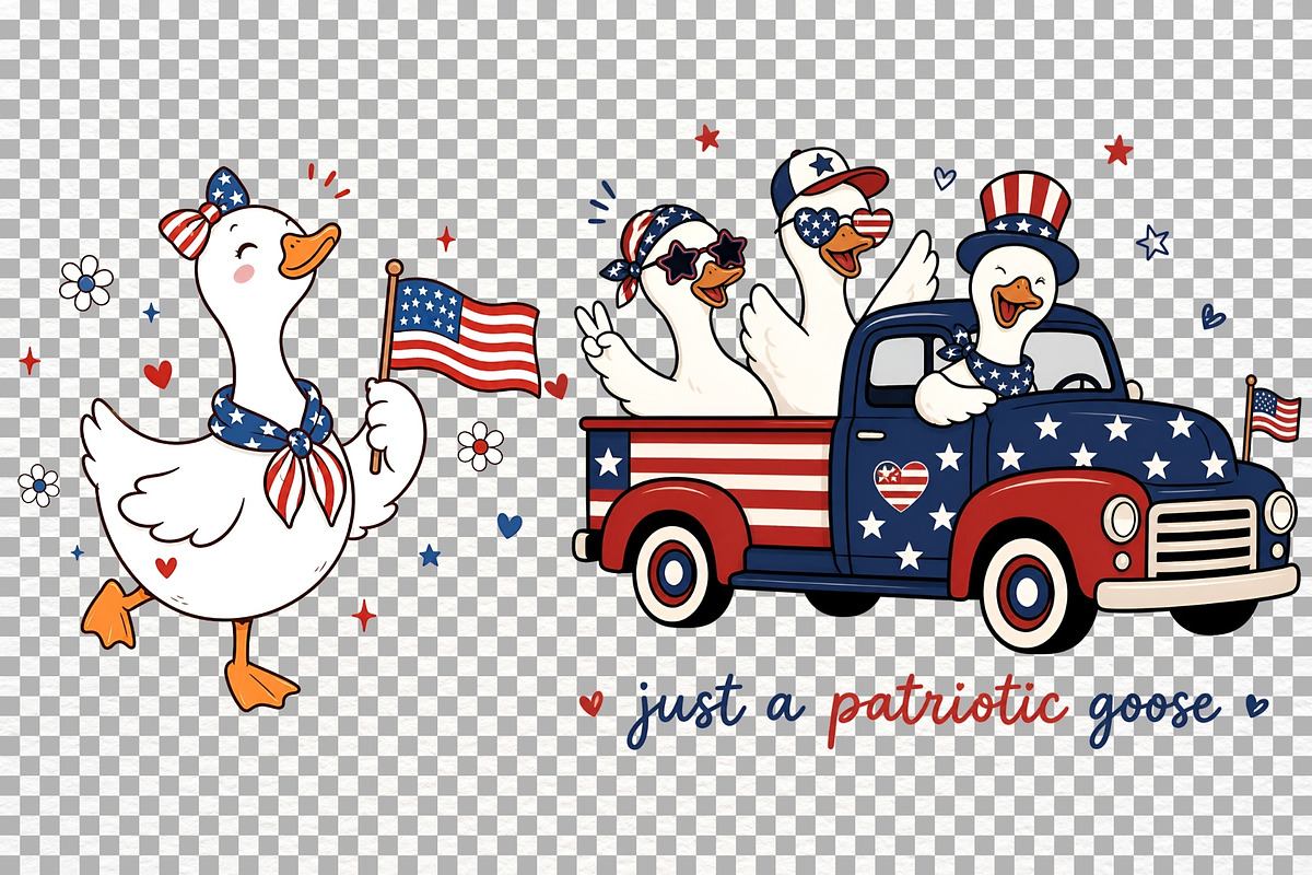 4th July Silly Goose USA PNG Clipart, an Animal Illustration by SugarCloudStudioArt (Photo 4 of 4)
