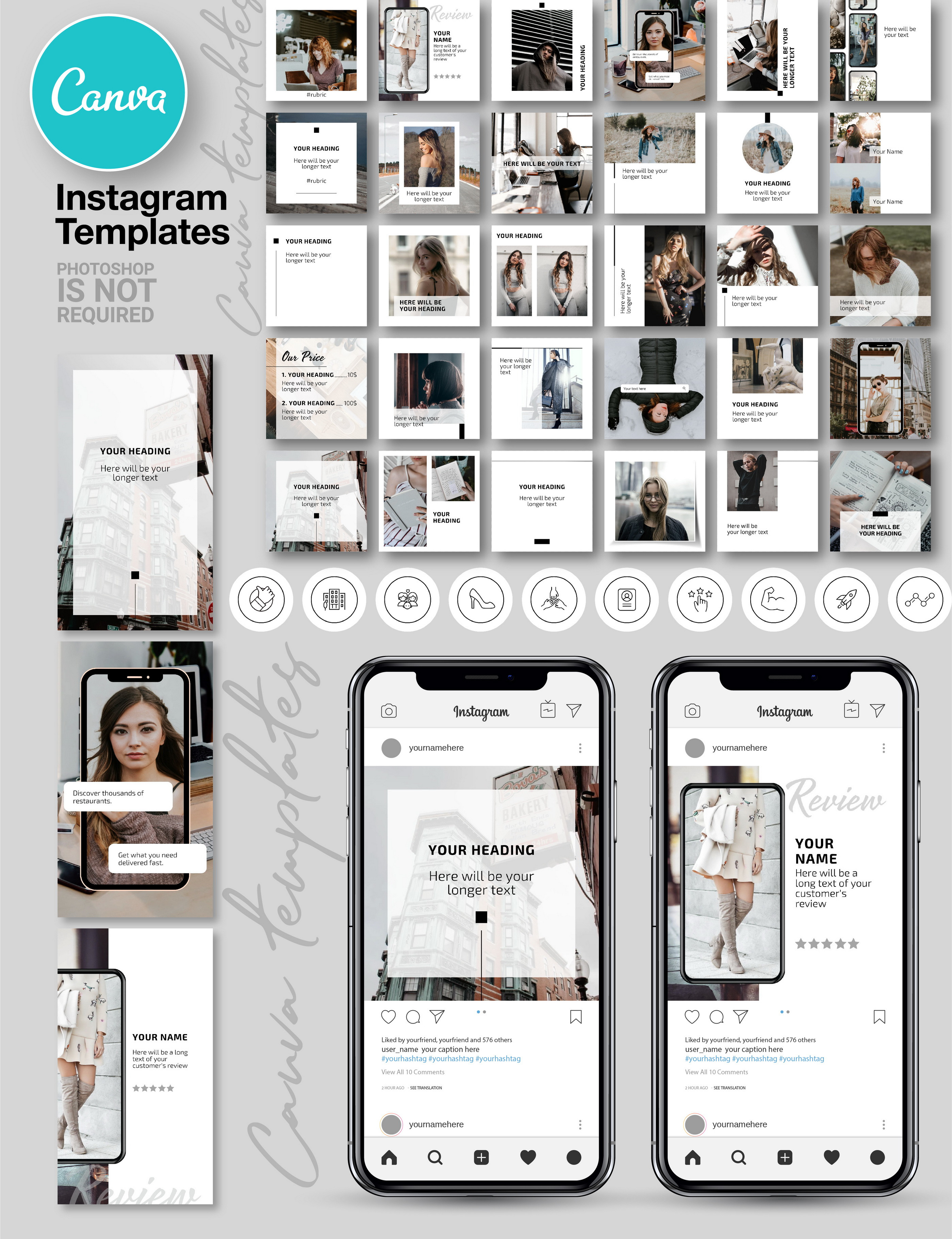 White CANVA Instagram Template N54, a Social Media Template by Kopetu