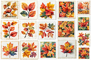 Watercolor Autumn Postage Stamps, an Illustration by SinaCreation (Thumbnail 2 of 5)