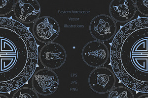 Eastern horoscope. Vector drawings