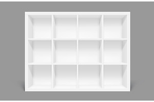 White empty bookshelf, an Object Illustration by Vector Tradition