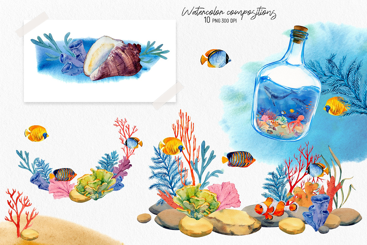 Coral Reef. Watercolor Set, an Illustration by Tata Pilip (Photo 4 of 16)