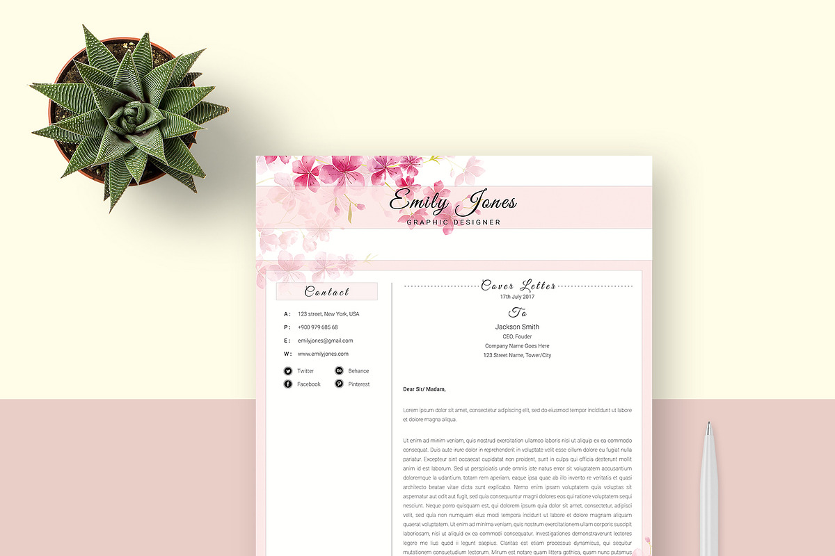 Water Color CV-Resume Template *C, a Resume Template by Showy68 Template (Photo 3 of 5)