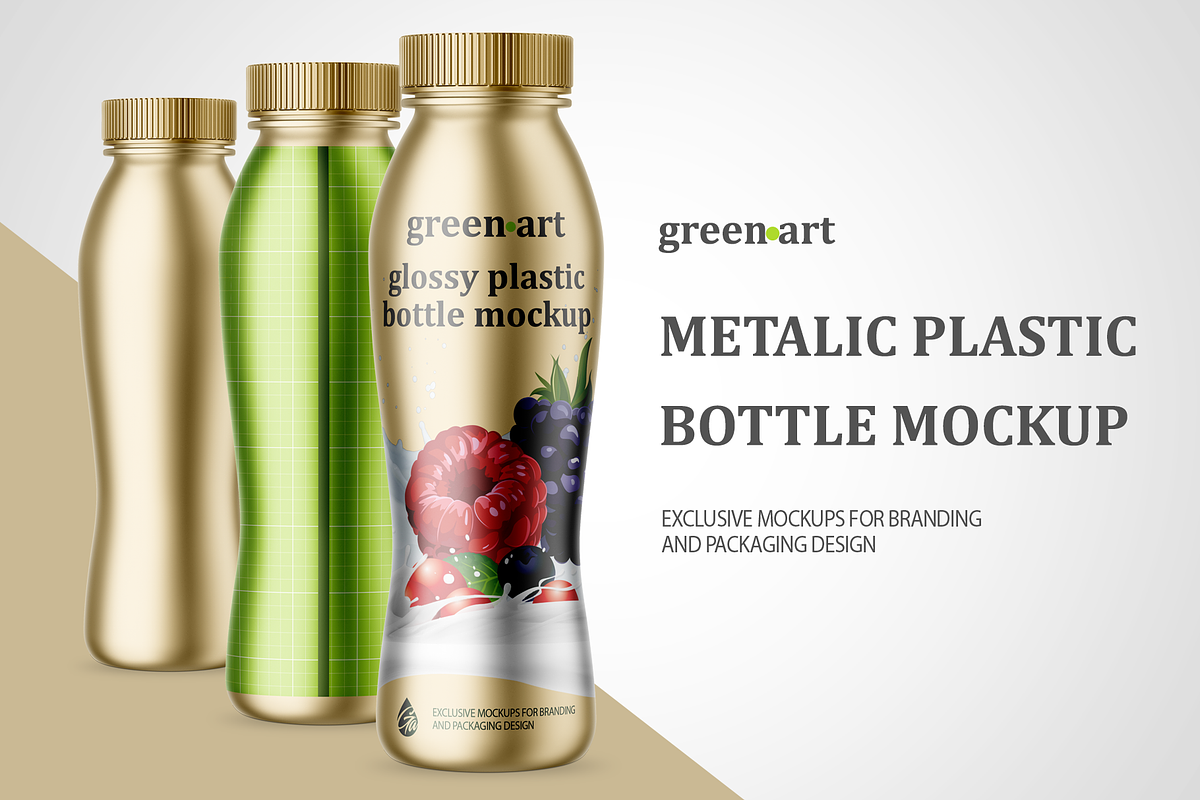 Metallic Plastic Bottle Mockup, a Packaging Mockup by Green Art (Photo 1 of 3)