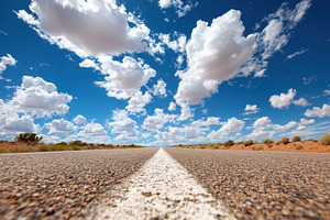 Low-angle desert highway center line, a Wallpaper Photo by AlyaAnd