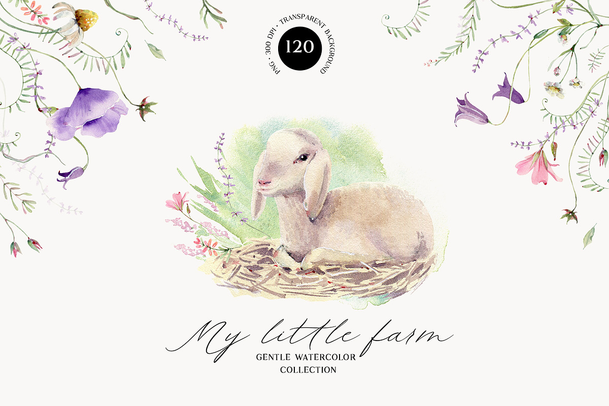 MY LITTLE FARM Watercolor set, an Animal Illustration by Lemaris (Photo 1 of 12)