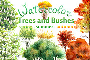Watercolor  Trees and Bushes, a Decorative Illustration by Valentyna Smordova (Thumbnail 1 of 6)
