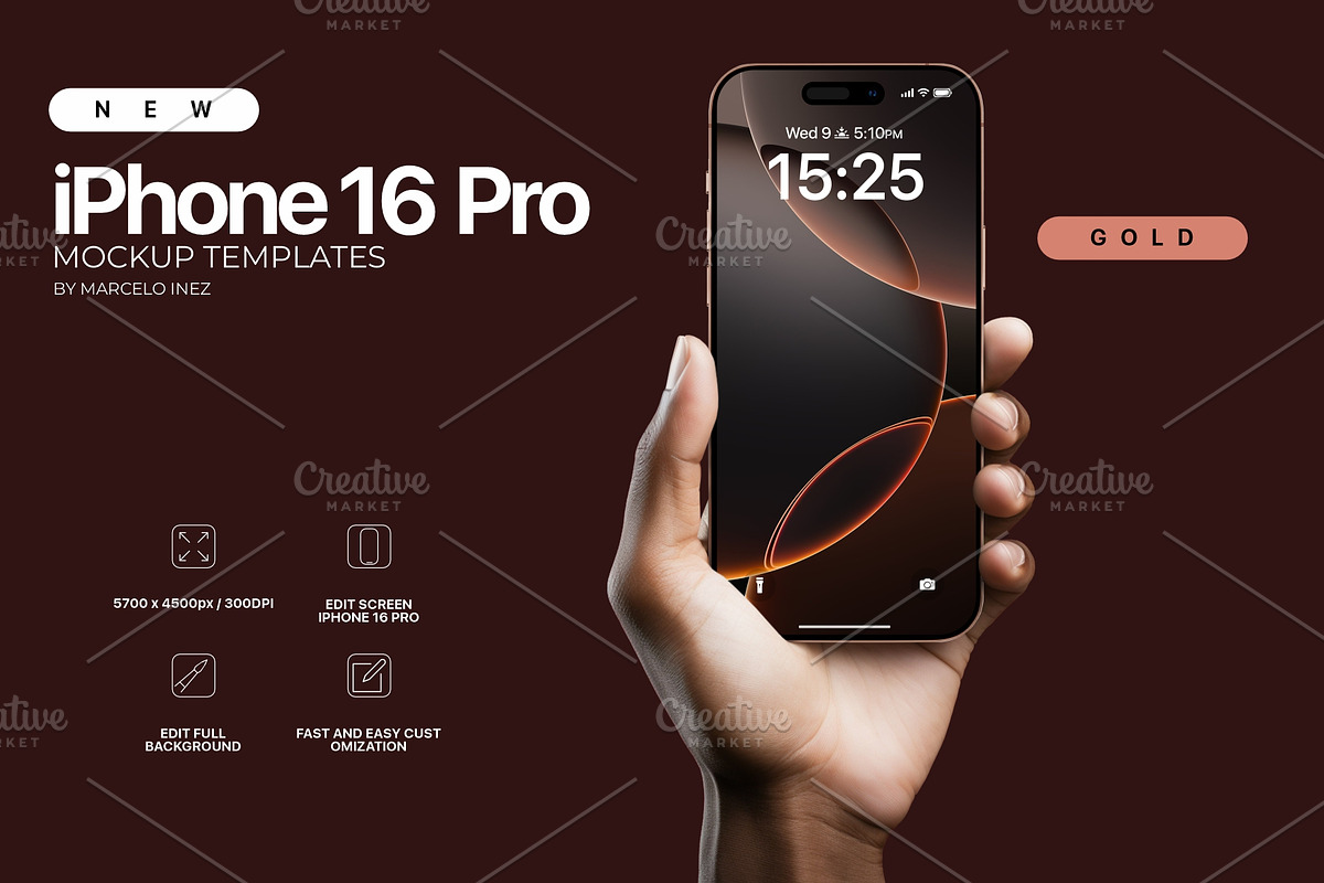 iPhone 16 Pro in Hand Mockup, an iPhone Mockup by Marcelo Inez