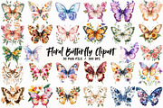 Floral Butterfly Clipart, an Illustration by Libby Wishes (Thumbnail 1 of 7)