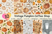 Vintage Pumpkin Coffee Digital Paper, a Pattern Graphic by FloridPrintables (Thumbnail 1 of 11)