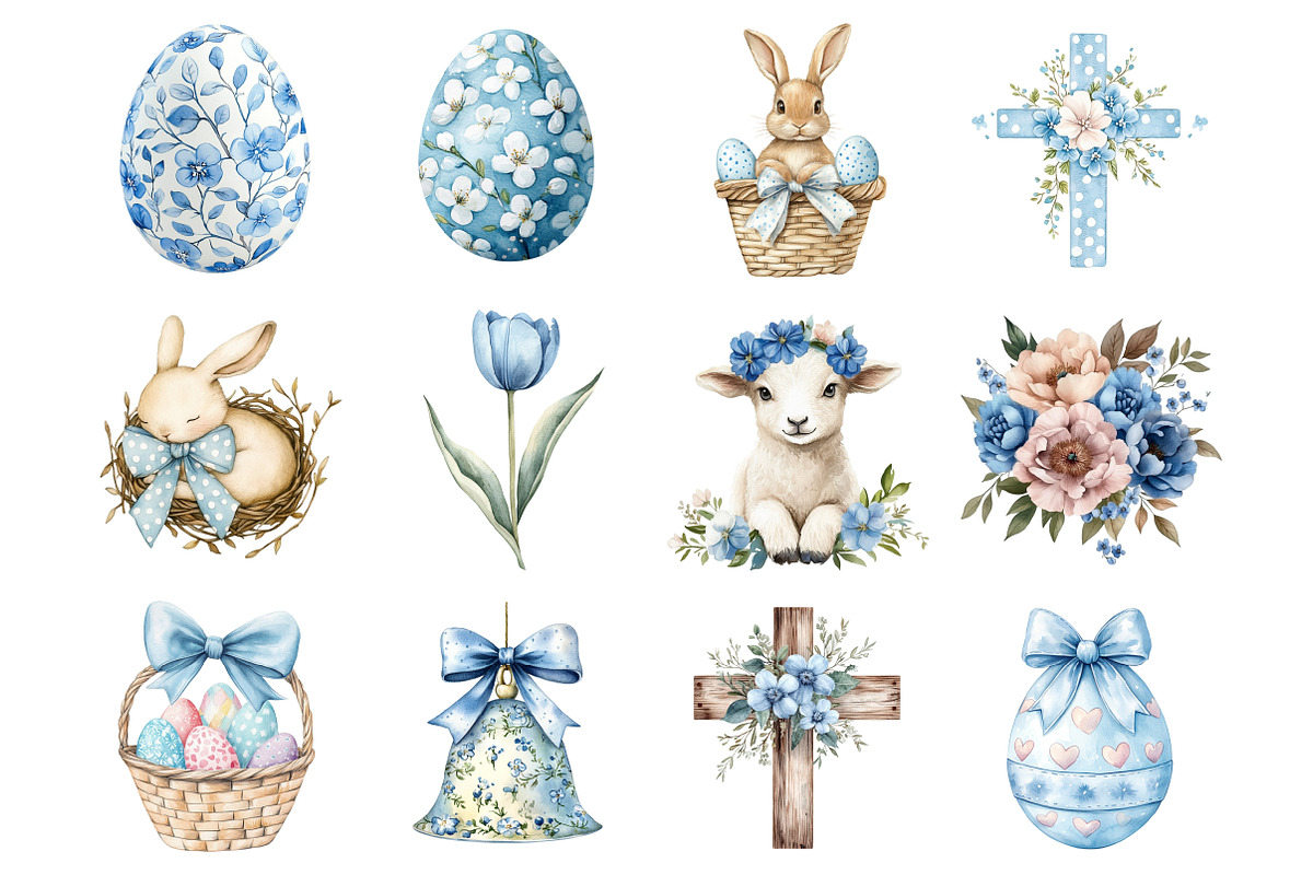 Pastel Blue Easter Clipart, a Seasonal Illustration by Design Market (Photo 2 of 5)