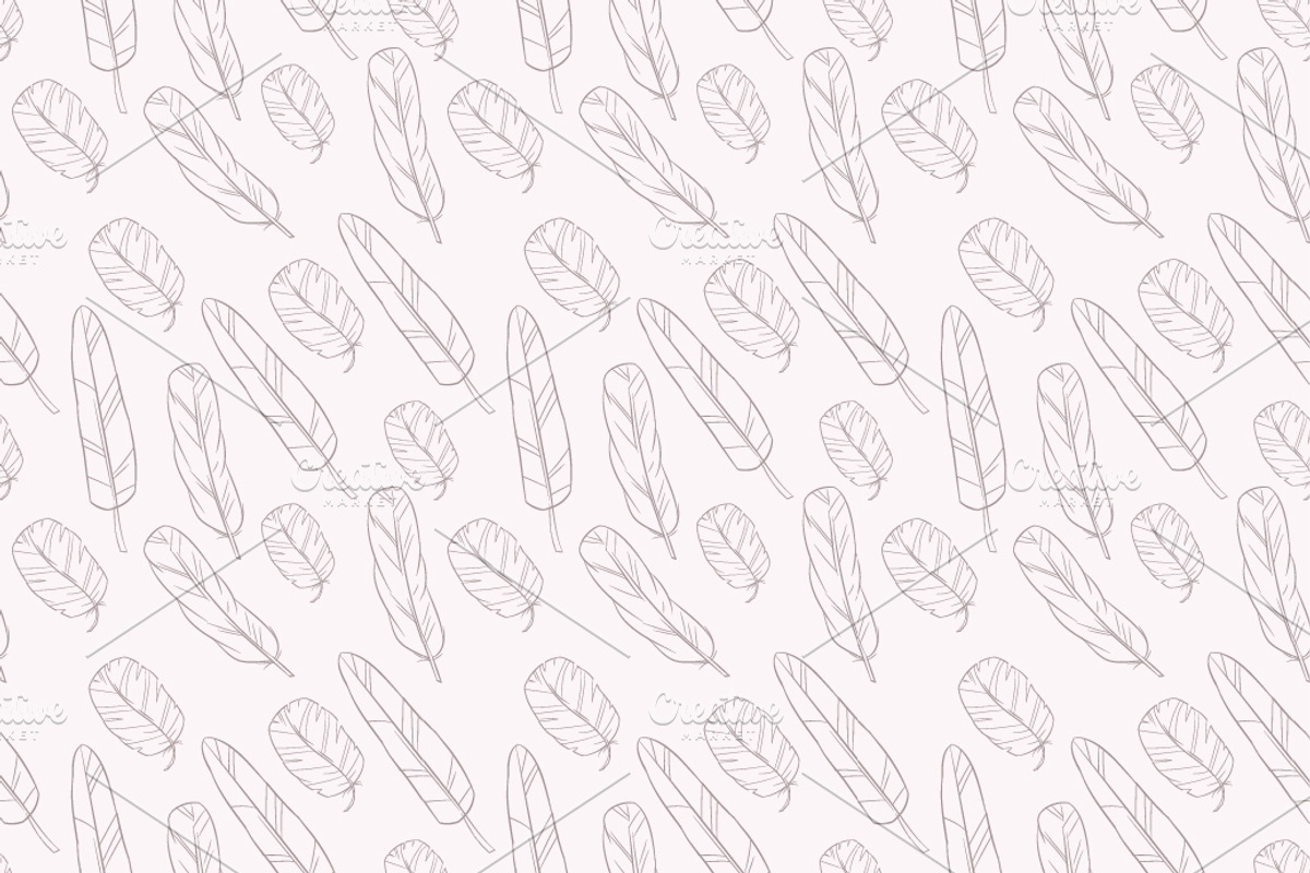 Seamless patterns with feathers preview 5