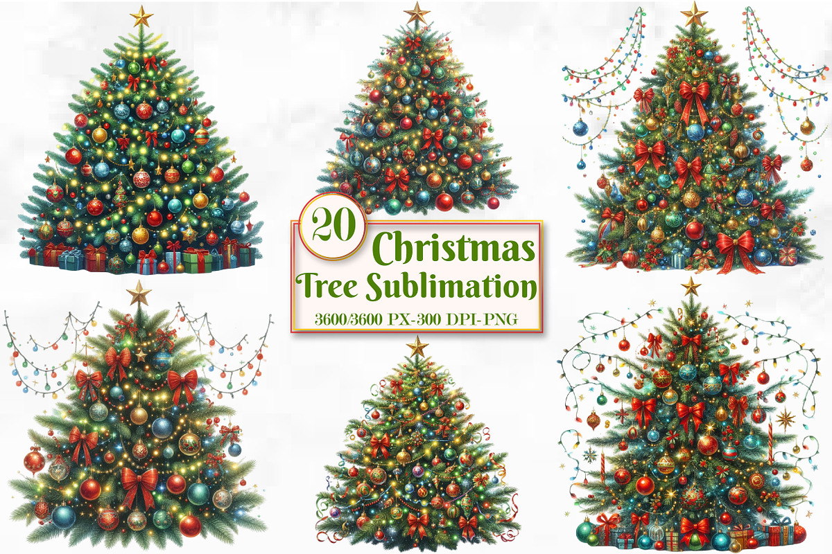 Christmas  Tree Sublimation Clipart, a Work Illustration by Craft Nest (Photo 1 of 5)