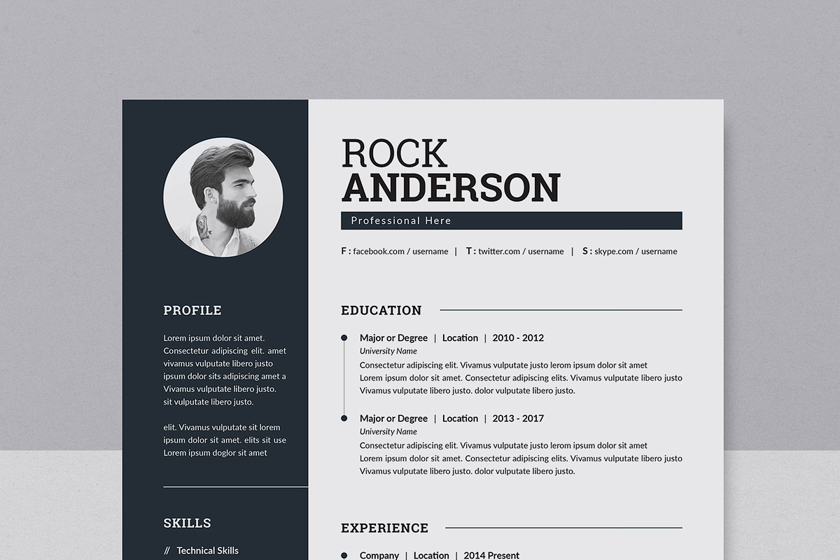 Modern Resume/CV Template, a Resume Template by Proper_media (Photo 4 of 5)