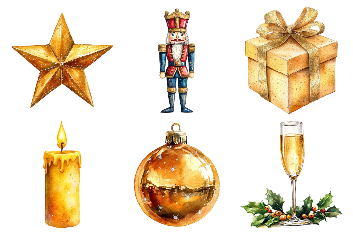 Gold Sparkle Christmas Clipart, an Illustration by Daily.Designs (Photo 5 of 5)