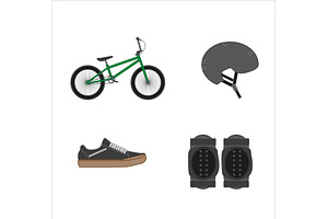 bmx bike riding objects on white bac