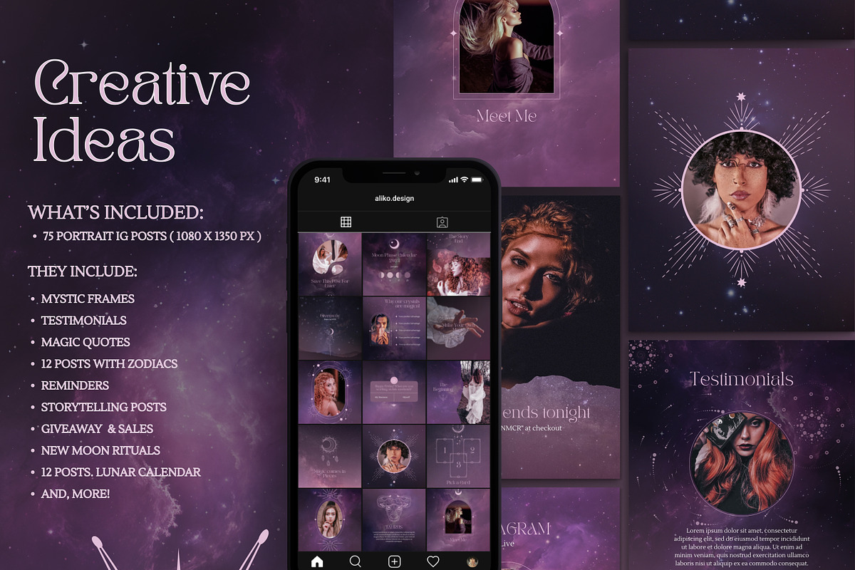 Purple Spiritual Instagram Posts, a Social Media Template by Under My Cozy Roof (Photo 3 of 9)