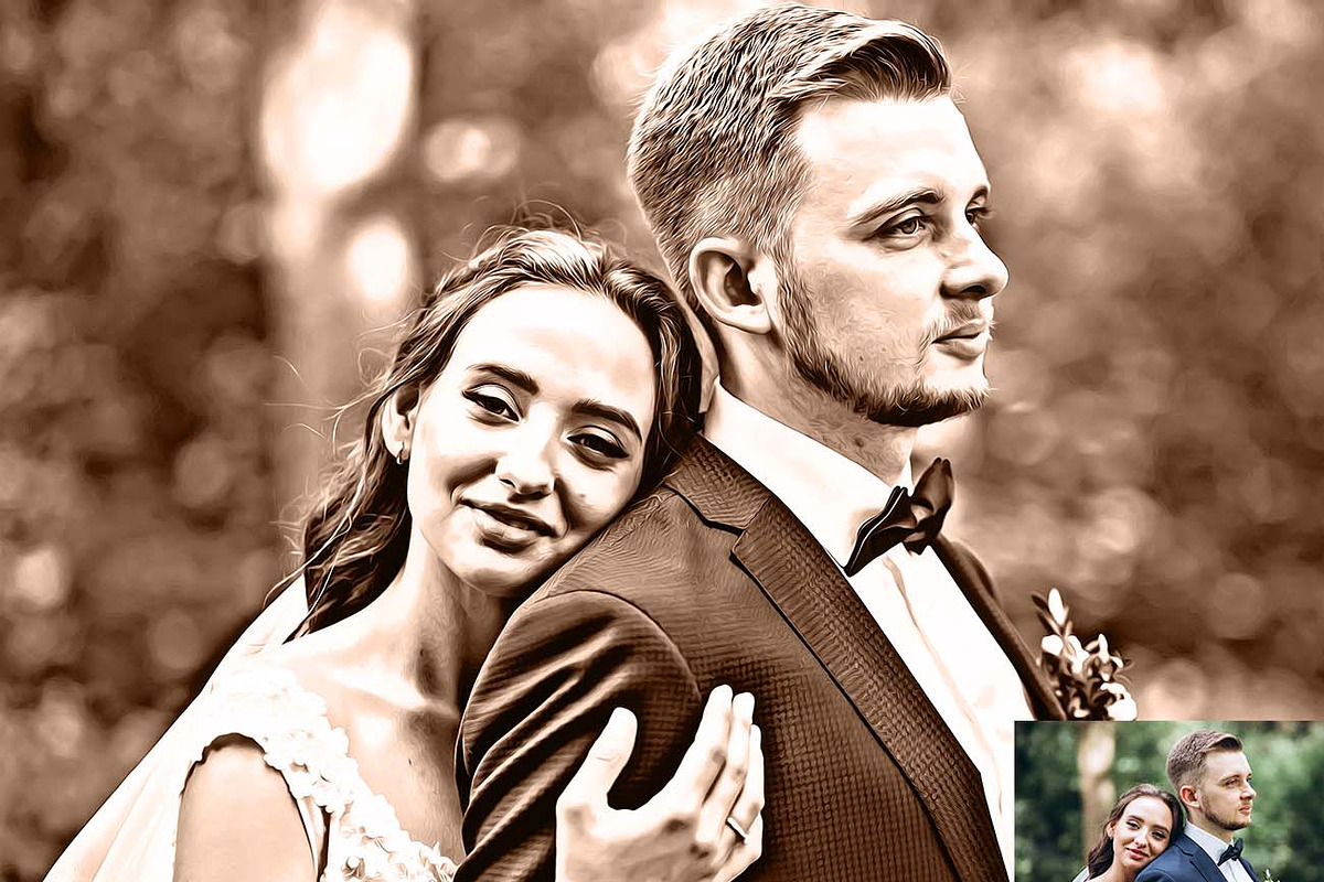 Romantic Wedding Oil & Sketch, an Action Add-On by Studio Retouch (Photo 5 of 13)