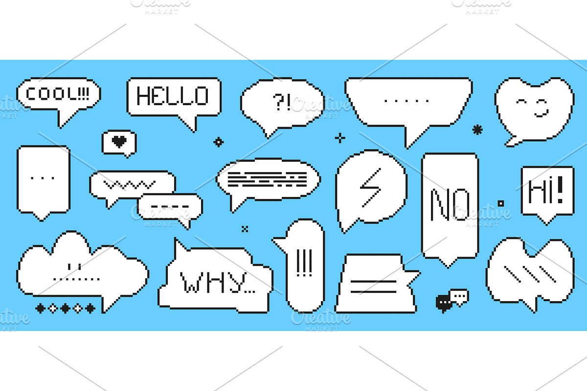 Pixel art speech bubbles. Dialogue, a Technology Illustration by Valerie Bodnar