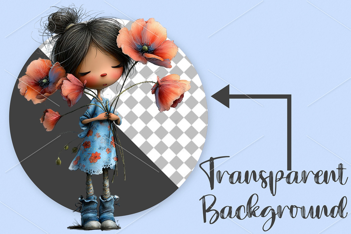 Whimsical Spring Girls Flowers PNG, an Illustration by Canvas Craft (Photo 2 of 7)