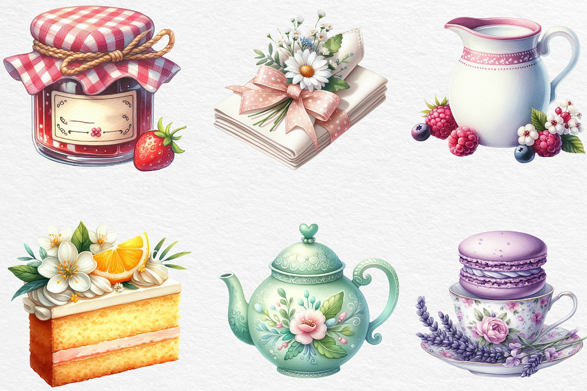 Summer Tea Party Set Clipart, an Illustration by Black Bird Studio (Photo 3 of 6)