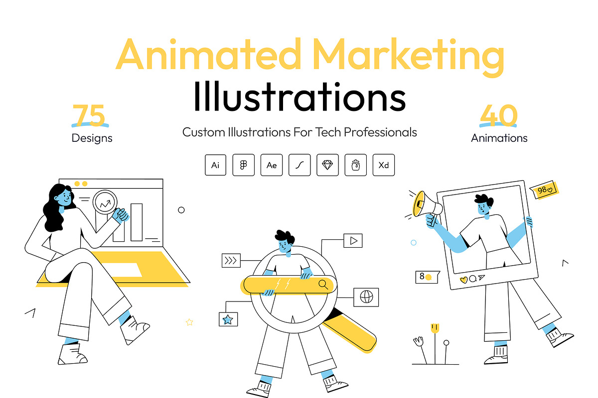 Animated Marketing Mini Illustration, a Person Illustration by Prosymbols (Photo 1 of 13)