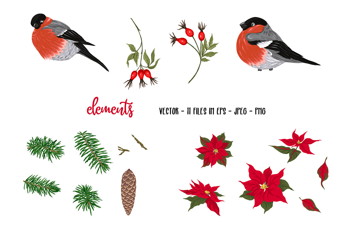 Christmas Wreath Elements Set, an Object Graphic by Elen-Lane (Photo 5 of 6)