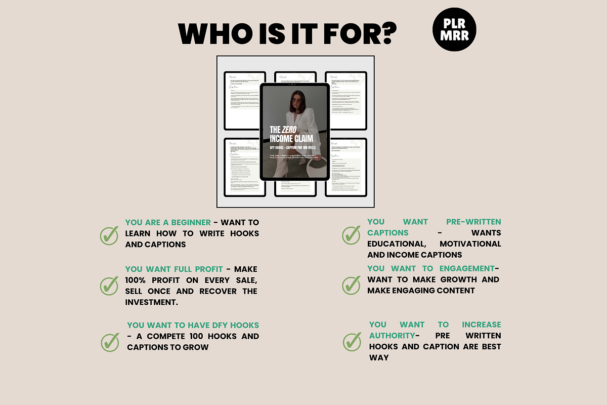 Zero Income Claim Guide MRR PLR, a Marketing Template by Design By Hira (Photo 7 of 9)