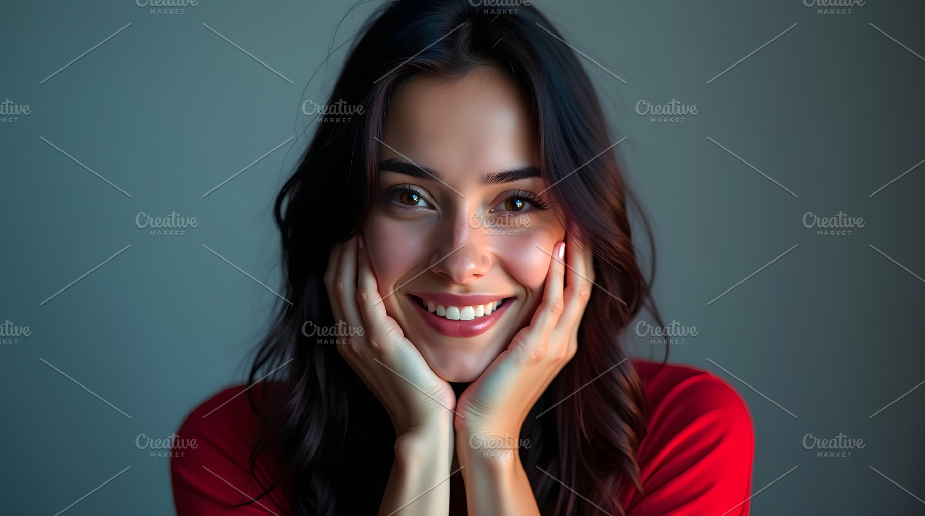 Portrait of Smiling Brunette Woman, a Beauty & Fashion Photo by Stock Shape