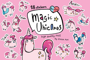 Magic Unicorns 18 Stickers Rus Eng