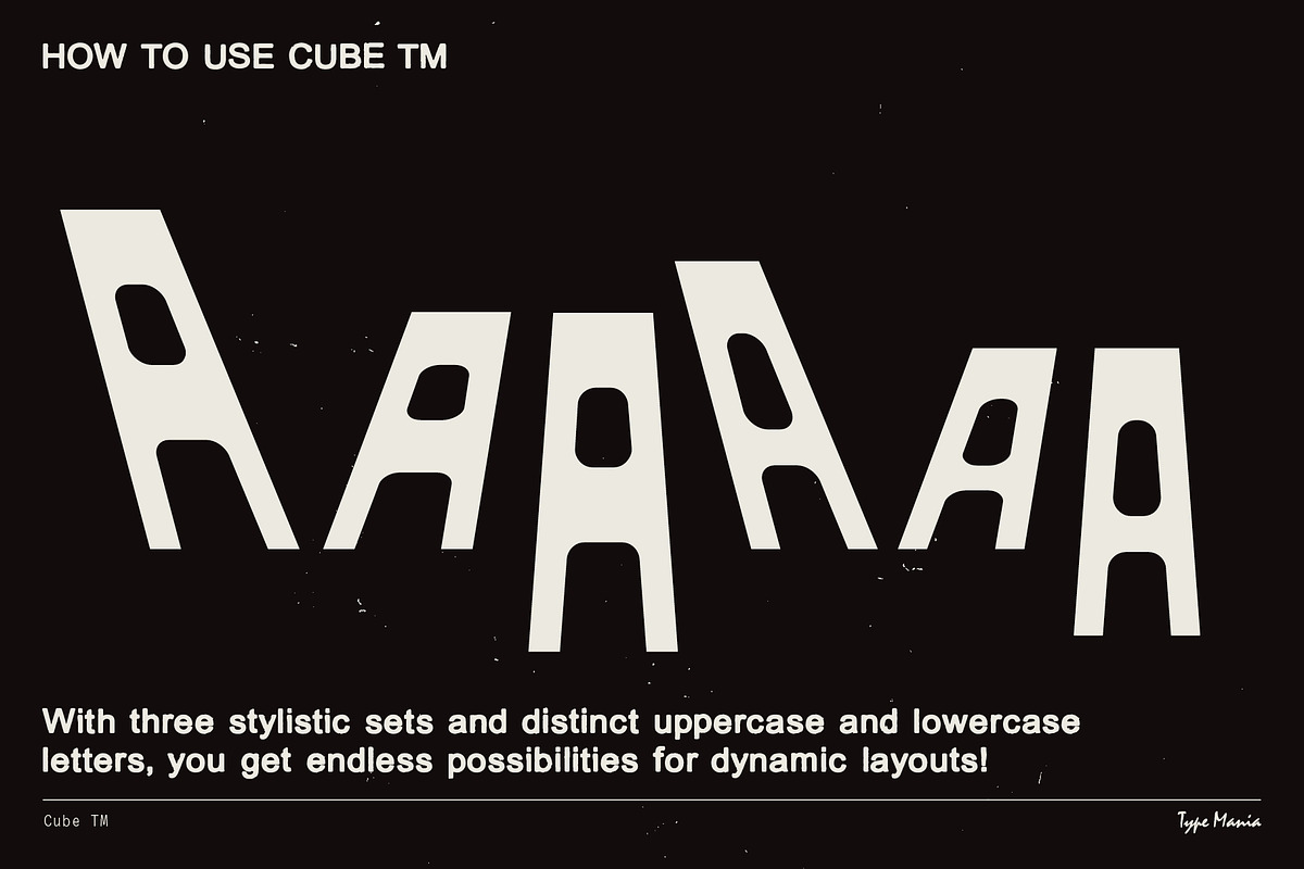 Cube TM – Bouncy Brutalist font, a Font by Type Mania (Photo 9 of 15)