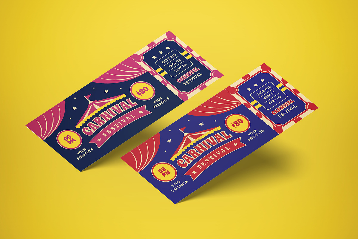 Carnival Ticket, a Card Template by graphicook (Photo 1 of 3)