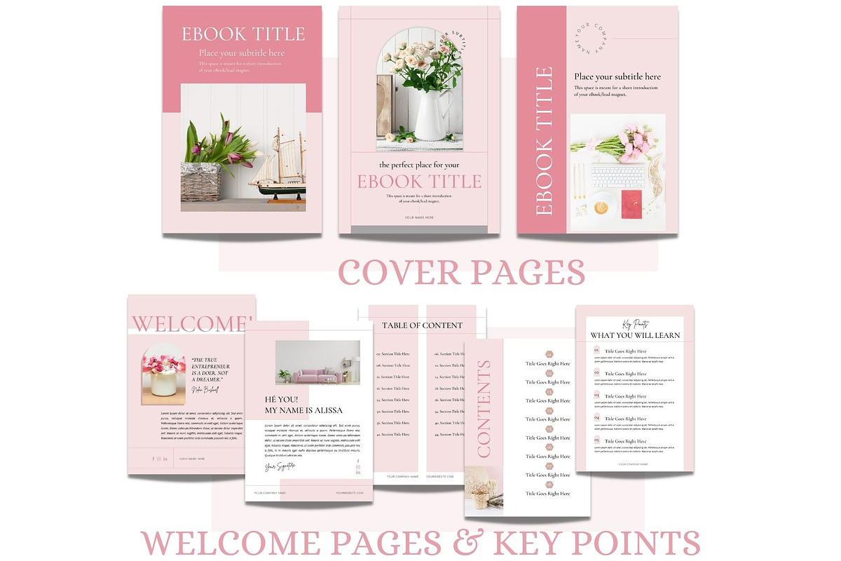 Blush Pink ebook template, workbook, a Books & Magazine Mockup by Millennials Marketing (Photo 2 of 9)