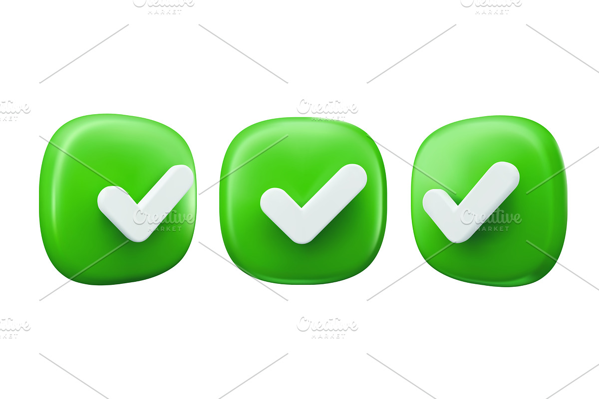 3d check icon, done mark, an Object Illustration by Vector Tradition
