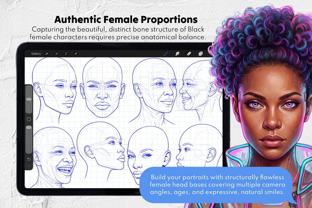 Afro Head Stamps, Black Character, a Brush Add-On by Selentaori Studio (Photo 5 of 12)