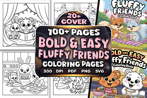 Bold Easy Fluffy Friends Coloring, an Animal Illustration by Craftsbeefy