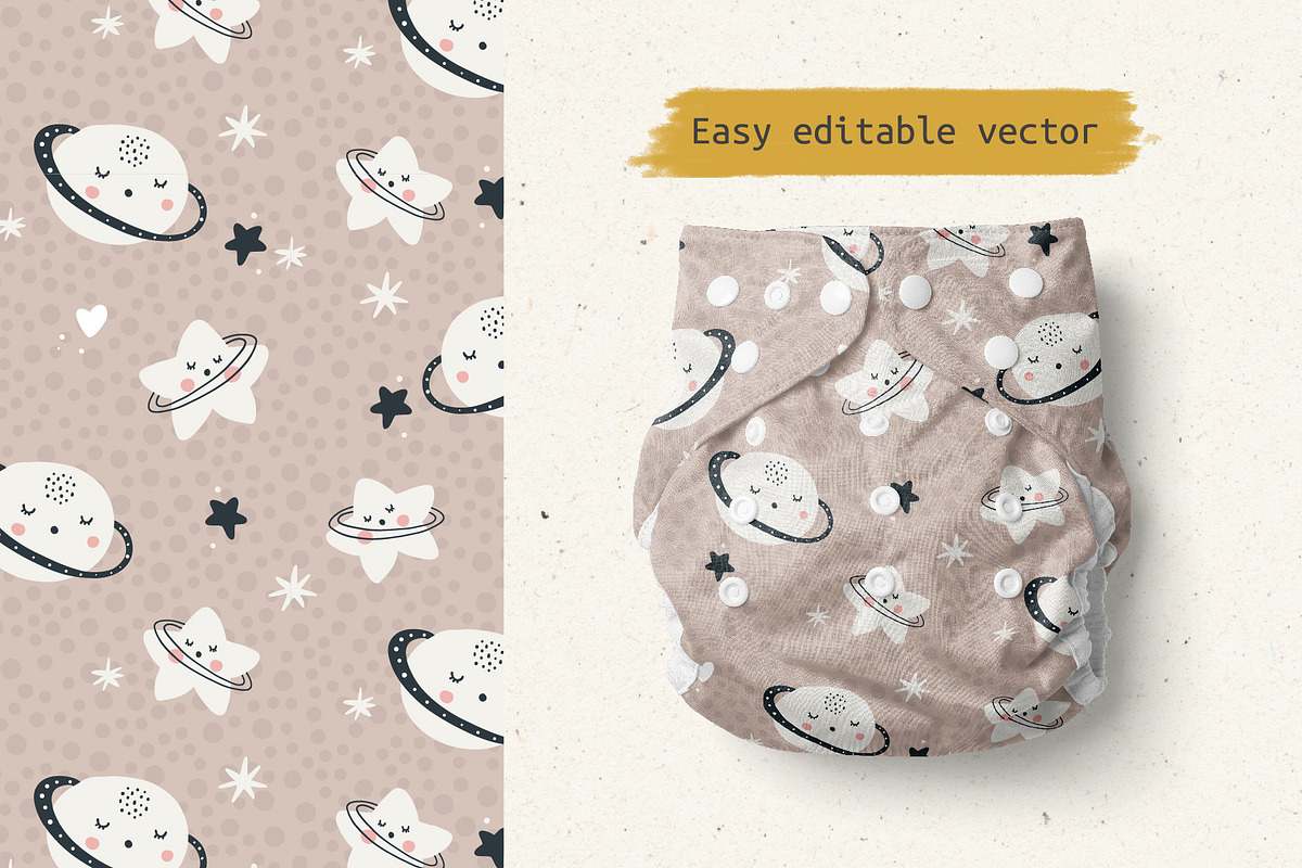Moon Collection-Baby Digital Papers, a Pattern Graphic by Cuteanny Design (Photo 3 of 7)