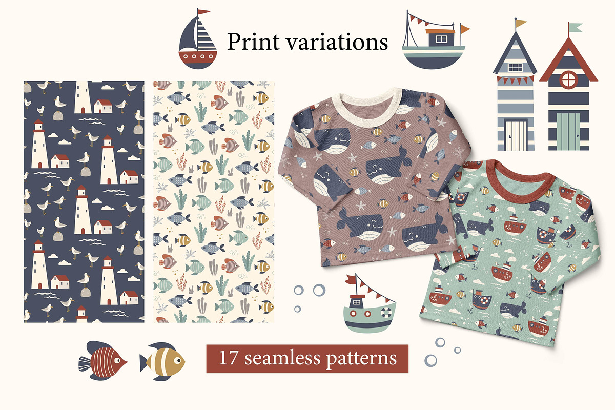 Ocean life clipart and patterns, a Pattern Graphic by EltaMaxArt (Photo 8 of 10)