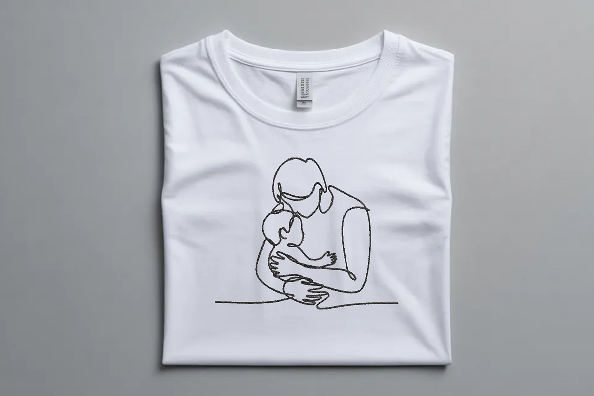 Father and Baby Hug Embroidery Line, an Illustration by Purpose Ekbal (Photo 2 of 3)