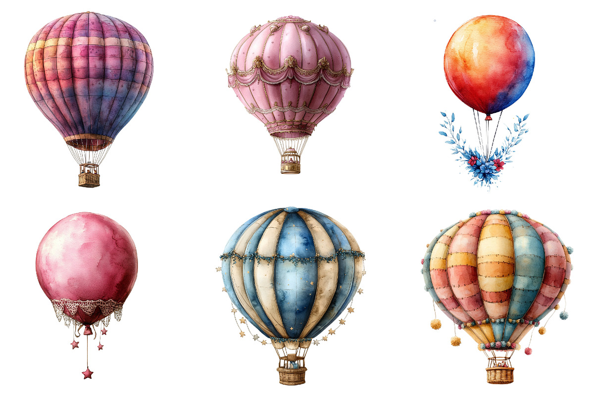 Hot Air Balloon Png, Pastel Balloons, an Illustration by CreationArt (Photo 5 of 5)
