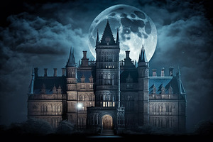 Haunted Gothic Castle At Night