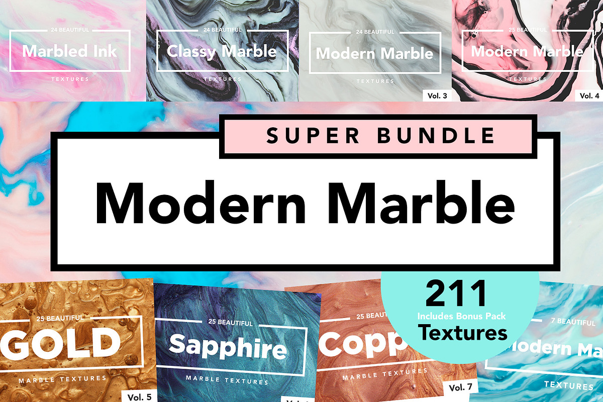 9 in 1 Modern Marble Bundle, a Texture Graphic by Fox & Bear (Photo 1 of 16)