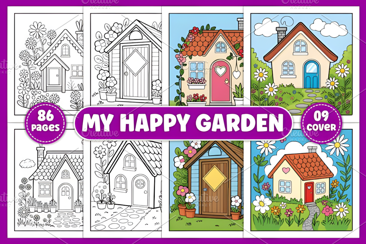My Happy Garden Coloring Pages, a Decorative Illustration by Coco Bloom (Photo 1 of 5)