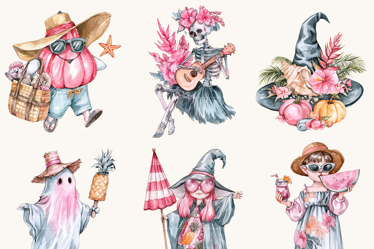 Summer Halloween Clipart Bundle, a Seasonal Illustration by BusyDaydesign (Photo 5 of 9)