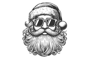 Santa Claus with Sunglasses Close-Up, an Illustration by AlexArt