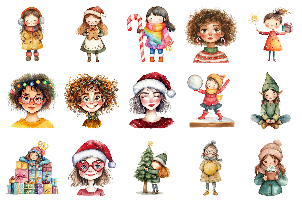 Quirky Girl Clipart Christmas Clipar, an Illustration by Daily.Designs (Photo 3 of 3)